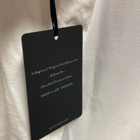 Lauren Moshi Mushroom Peace Sign Short Sleeve Tee White Size Large NWT - Picture 5 of 5